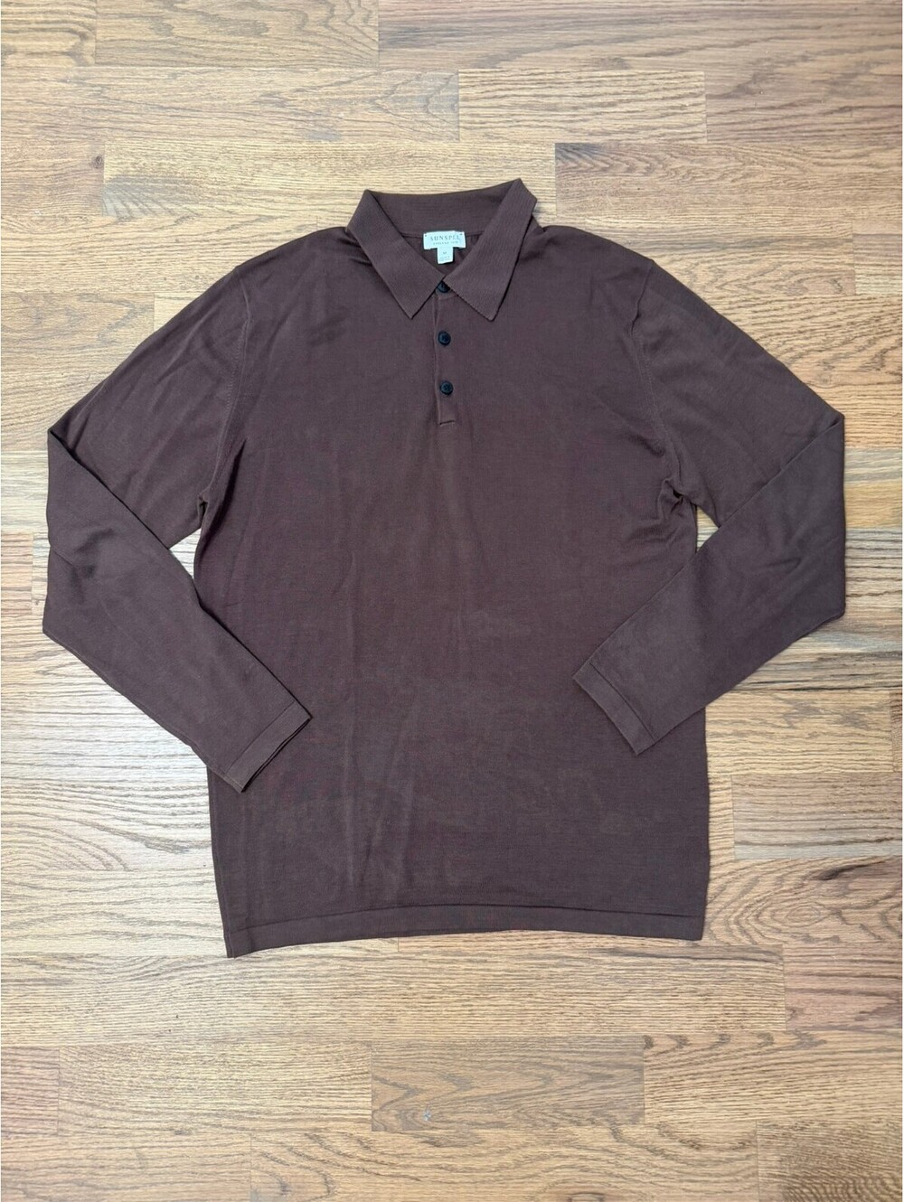 Sunspel Knitted Long-Sleeve Polo